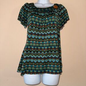 Matty M Multicolor Geometric Blouse